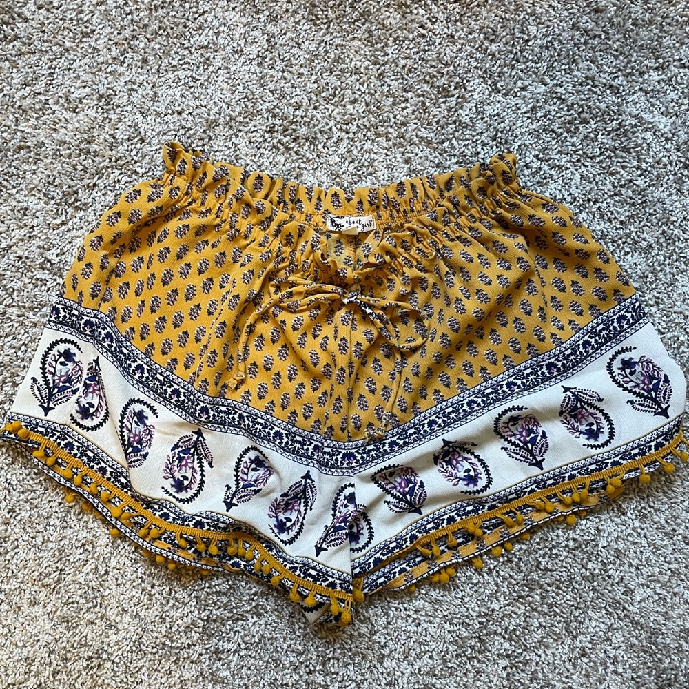 Yellow flowy shorts